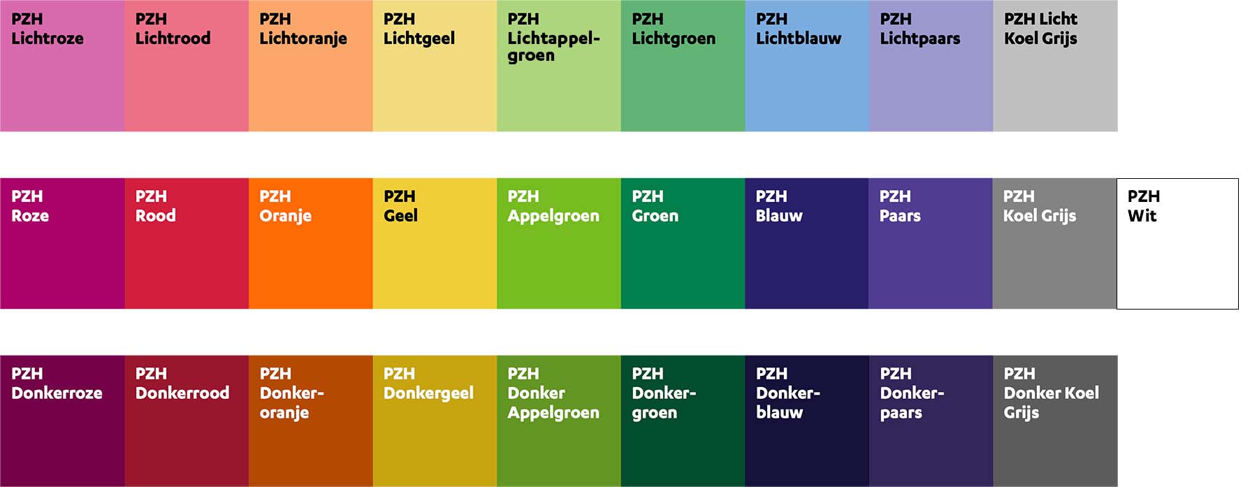 Volledig kleurenoverzicht
