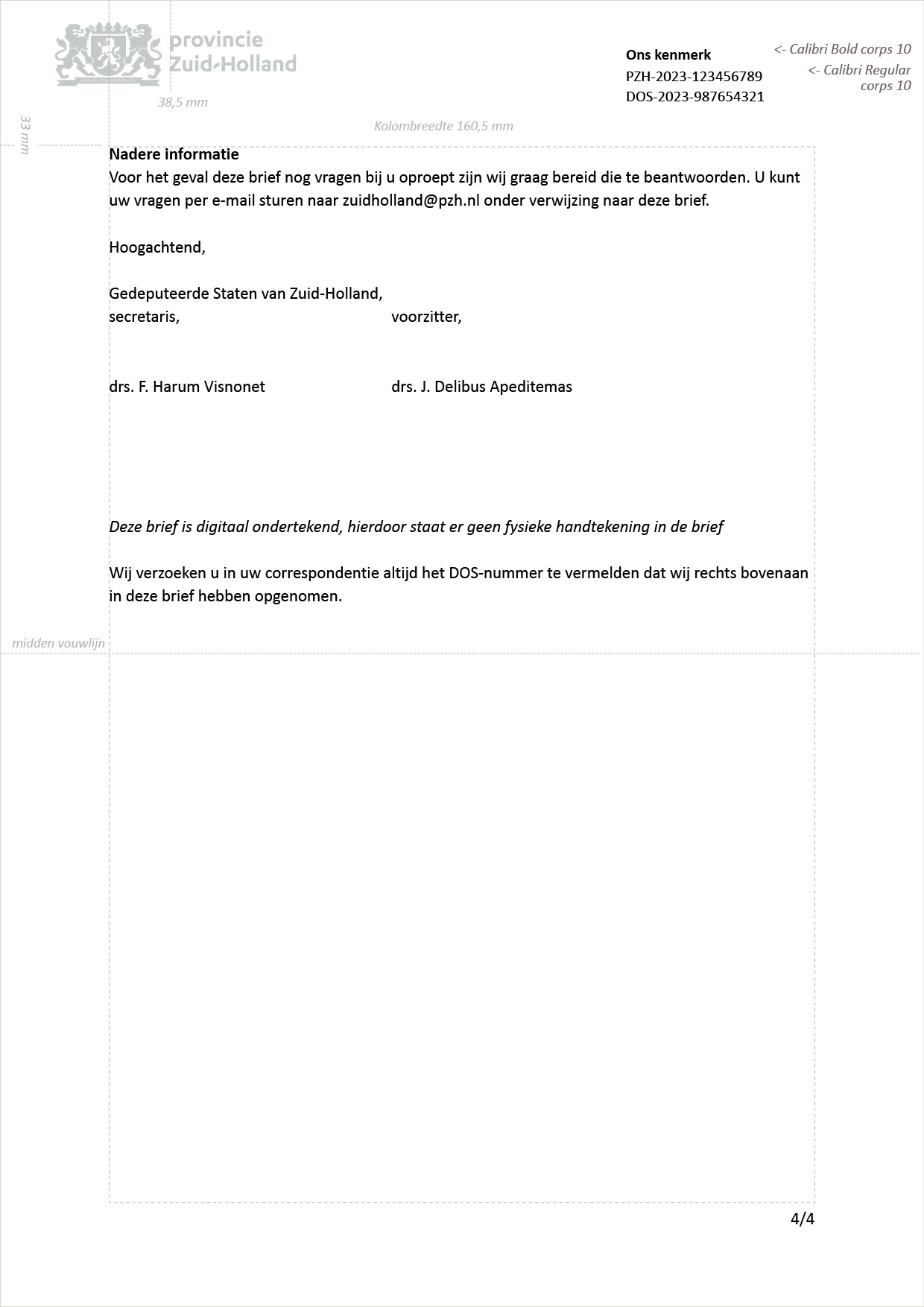 Word brief eindpagina